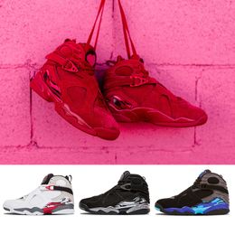 Distribuidores de descuento Dia De San Valentin Rojo Compre Nike Aire Jordan Retro 8 White Aqua Raid Red 8 VII 8s Zapatillas De Baloncesto Para Hombre Valentine's Day Chrome PACK DE CUENTA ATRÁS Hombres