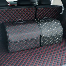 Car trunk Heavy PU leather Stowing Tidying Interior Holders Storage Basket Organizer Boot Stuff Drink Food Automobile Storage Bags