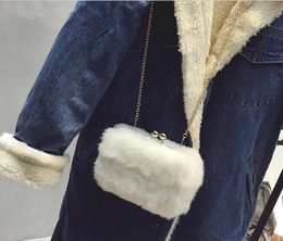 Designer- Winter Evening Bags Women Rabbit fur&metal Shoulder Chain bags Ladies Candy Color Hasp Phone Clutch Bags