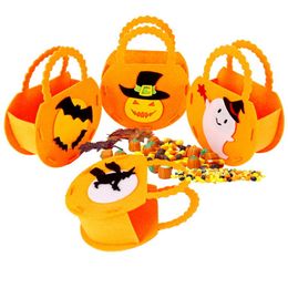 Kids Halloween Candy Bag Non-woven Gift Bag Pumpkin Candy Basket Child Halloween Candy Bag Happy Halloween Party Supply