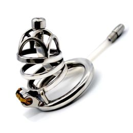 2019 New Design Stainless Steel Male Chastity Device 40/45/50mm 3 Size Choose Cock Cage with Urethral Catheter Penis Rings G7-1-256D