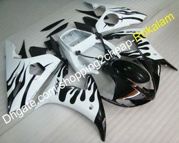 For Yamaha YZF-R6 2005 Fairing YZFR6 05 YZF600 YZF600 R6 Black Flame White Body ABS Fairings (Injection molding)