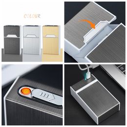 Colourful USB Lighter Cigarette Cases Shell Casing Storage Box Aluminium Plastic Exclusive Design Portable Magnet Switch Hot Cake