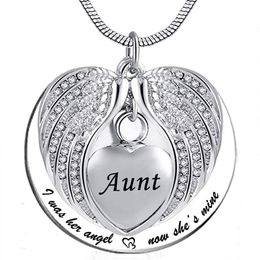 Angel Wing Urn Necklace for Ashes, Heart Cremation Memorial Keepsake Pendant Necklace Jewelry with Fill Kit and Gift