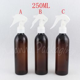 250ML Brown Plastic Bottle With Trigger Spray Pump , 250CC Empty Cosmetic Container Sub-bottling ( 20 PC/Lot )