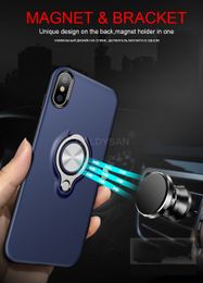 Magnetic Ring Stand Cases For iPhone X/7/6/6S/8Plus Soft TPU Full Cover Shell with Car Holder Phone Case