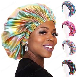 Large Satin Bonnets Women African Hair Care Print Night Sleep Hat Turban Chemo Cap Headwear Scarf Wrap Elastic Hair Loss Cover