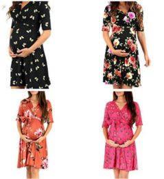 Женское богемное платье для беременных летние лето цветочные печати без рукавов V-образным вырезом свободно сладостные лодыжки платье качество беременных сарафана TLZYQ1157