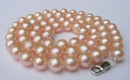 Natural large size 10-11mm Pink pearl necklace 925 s brooch jewelry> wholesale price women's factory giftword Jewellery