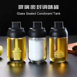 Kitchen Seasoning Box Salt Pot Glass Seasoning Bottle Jar Japanese Condiments Bottle Sugar MSG Poney Pot