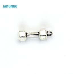 Wholesale- Silver Plated Dumbbell Charms Pendants for Bracelet Jewelry Accessories Making DIY Handmade 21X6mm