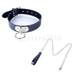 Neck Collar Bondage Punk O-Ring Fashion Restraint Slave Leash Chain Cosplay A875