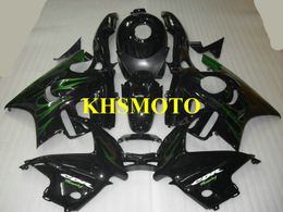 Custom Motorcycle Fairing kit for Honda CBR600F3 97 98 CBR600 F3 1997 1998 ABS Green flames black Fairings set+Gifts HQ20