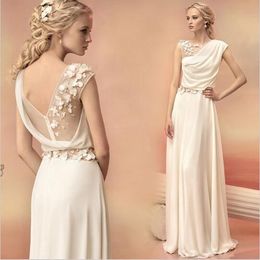 Long Evening Dresses 2016 Bride Princess Banquet Lace Chiffon Prom Dress Greek Goddess Elegant Backless flower Plus Size Formal Dr308R
