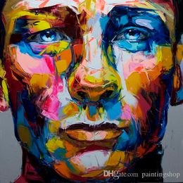 Francoise Nielly Palette Knife Impression Home Artwork Modern Portrait Handmade Oil Painting on Canvas Concave and Convex Texture Face065