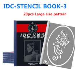 20pcs Grand Motif De Paillettes De Tatouage Femme Fille Enfants Modèle De Dessin Fleur Papillon Cartoon Airbrush Pochoirs De Tatouage 3