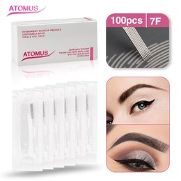 100pcs 7F Pre-Sterilized Needle Eyebrow Microblading Permanent Makeup Needles Supply Eye Brow Tattoo Medical Grade Accessories