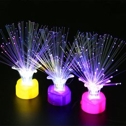 Colourful Rose Flower Fibre LED Night Light Lamp Children Toys Home Decoration Valentine's Day Glow Party Supplies