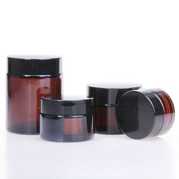 20g 30g 50g Empty Makeup Jars Cosmetic Sample Packing Container Refillable Glass Cream Bottles with Black Cap