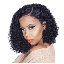 Short Bob Haircut Pre Plucked Brazilian Remy Hair Curly Lace Front Wig 13x6 Deep Parting 130 Density Human Hair Wigs For Black Women