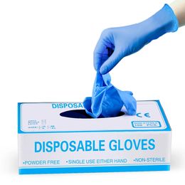 100 Pcs Blue Disposable Camping Picnic Nitrile Gloves Prevent Dust Waterproof Oil-proof Anti-fouling Safety Glove