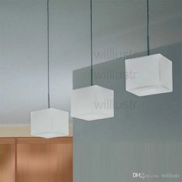 Classic Cubi Pendant Lamp Suspension Light Italy lighting white cubic frosted glass dinning room restaurant hotel cafe