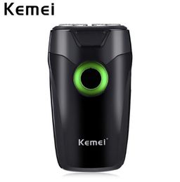 Kemei 220V Mini Rechargeable Electric Shavers For Men Dual Floating Blade Cordless Safe Face Care Shaving Machine KM-202A