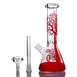 11 inch red tree unique glass bongs Glass Water Bongs pipe beaker straight bong hookah ice catcher downstem 14mm bowl free gift