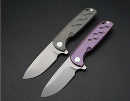 High End 4 Style TC4 Titanium Alloy Ball Bearing Flipper Folding Knife D2 Stone Wash Blade Fast Open Survival Folding Knives EDC Tools