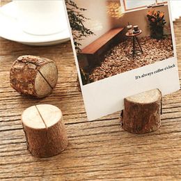 Rustic Wood Table Numbers Holder wedding Party Card Holders stump Card photo clip Memo Note message folder Filing Supplies