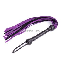 Bondage Genuine Real Leather Whip Flogger Handle Tassels Restraint Cosplay Roleplay Toy #R42