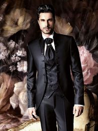 Handsome Black suits for men floral pattern Mens Prom Tuxedos Suits Pants Jacket Pants Design Slim Fit Tailor Blazer(Jacket+Pants+Vest+tie)