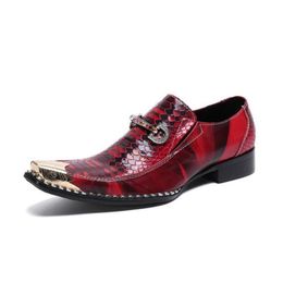 Men's Shoes Fashion Snake Skin Designer Genuine Leather Shoes Men's Business Dress Classic Shoes Pointed Toe Formal