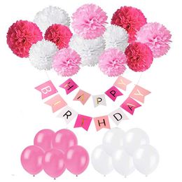 Theme Decoration with Banner Balloon Wall decorations Party Tissue Paper Flower Flag Birthday Supplies balloons