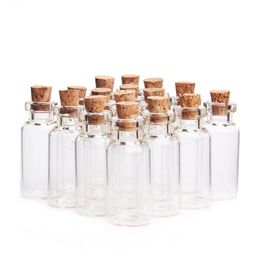 5ml Cork Wood Mini Glass Bottles Plastic Stopper Small Bottle Vial Jars Pendants Craftwork Drift Bottle Storage Craft LX1765