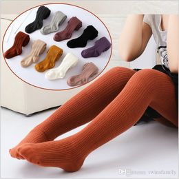 Baby Leggings Pantyhose Kids Cotton Striped Tights Pants Girls Knitted Long Socks Autumn Stockings Princess Pants Christmas Trousers D6886