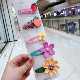 Ins Fashion 1set Kids Girls Cute Flower Hair Clips Sweet Headwear Hair Ornament Hairpins Barrettes Hairgrip Accessories