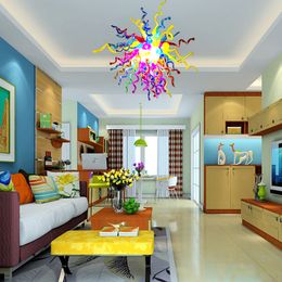 Fantastic Colorful Lamps LED Pendant Hanging Light Hand Blown Chandelier Lighting Ground Floor Decor Chandeliers