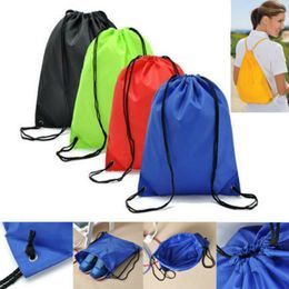 16 Colours Portable Drawstring Bag Oxford Students Backpack Waterproof Sports Riding Backpack Drawstring Shoes Clothes Organiser Pack N116Y