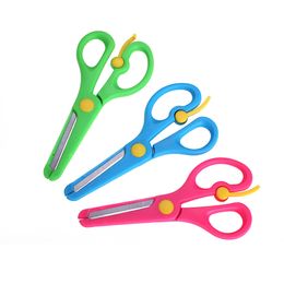 Plastic handle round-head student scissors Hand-made DIY paper-cut kindergarten children's safety elastic scissors