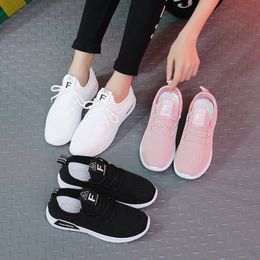 Cross border large sneakers women's running shoes fly weaving small white shoes women's versatile flat bottom Lace Up Korean casual shoes