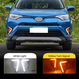 2Pcs For Toyota RAV4 2016 2017 2018 Car LED DRL Daytime Running Lights Turning Signal Fog Lamp Auto Lights Lamp Accessories Super Bright