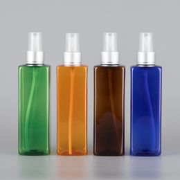 30pcs 250ml blue/brown/green square spray bottle with anodized aluminum spray pump