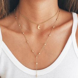 Multi-layer moon bead chain necklace item pendant pendant sequin chain jewelry for women wedding gifts