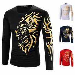 2019 New High Quality Mens T Shirt Dragons Print Casual Long Sleeve Male T-Shirts EU Size