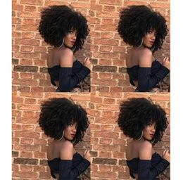 Wholesale new hairstyle African Americ soft brazilian hair short cut kinky curly natural wig Simulation Human Hair kinky curly wig for laies