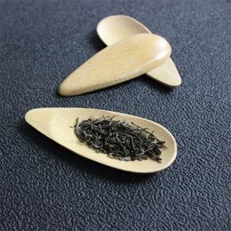 Hot sales Cute Melon seed shape Drop-shaped Handmade Mini Bamboo Tea Scoops Kung Fu Tea Spoon Black Green Tea Shovel Gift