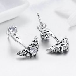 CZ diamond Princess Crown Pendant Stud Earring Cute Women Wedding Party Jewelry For pandora Real Sterling Silver girlfriend Gift Earrings with Original Box