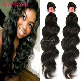 Glamorous Virgin Human Hair Weft 2 Bundles Brazilian Weave 8-34 Inch low price Peruvian Indian Malaysian Wavy Hair Extensions Queen Hair Product