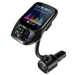 1.8" TFT Display Bluetooth 4.2 FM Transmitter Radio Adapter Car Receiver Handsfree Calling 3 USB Port with QC3.0 Fast Charge